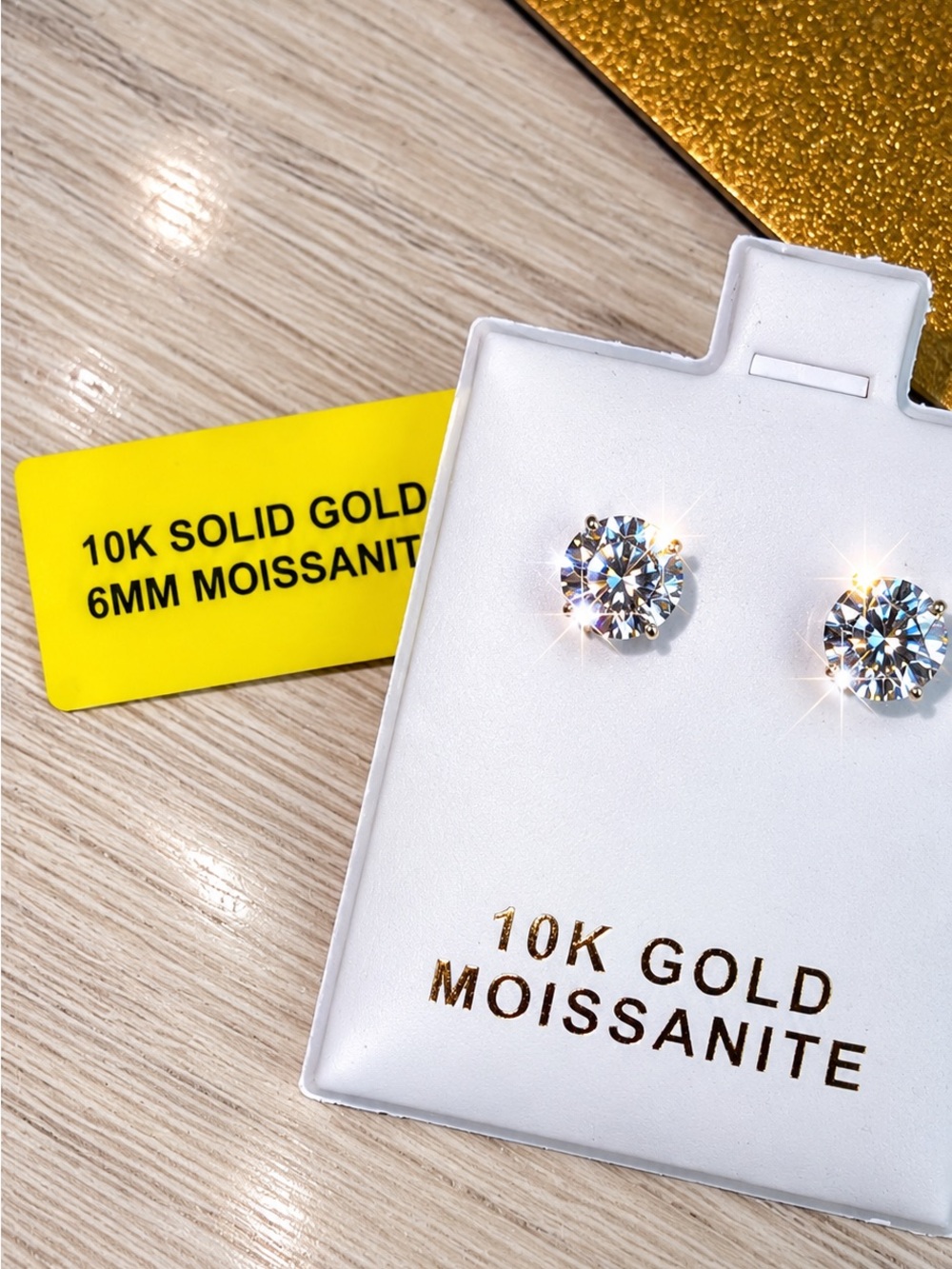 10K Solid Gold Moissanite Stud Earrings 1.68 CTTW Round Brilliant - Picture 2 of 7